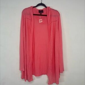 Cynthia Rowley Vibrant Coral Pink Hooded Cardigan